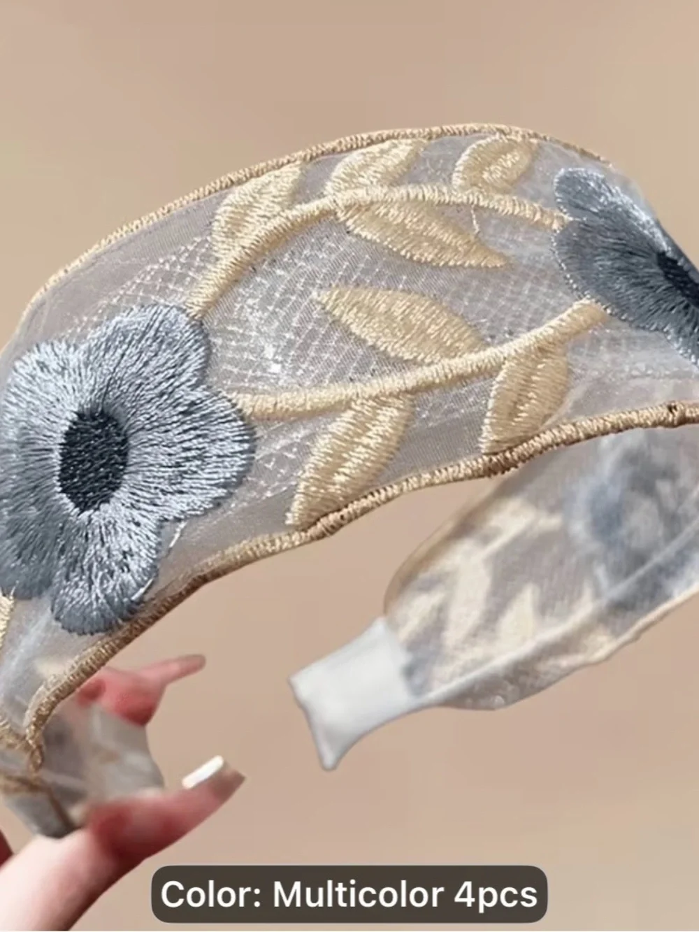 Embroidered Ethnic style Floral Padded Headband - Multicolor